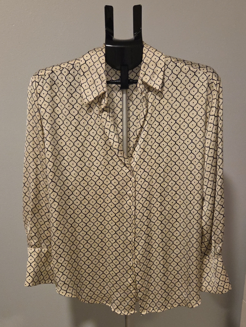 ZARA Geometric Print Blouse Women’s Size S  Long Sleeve Button Top
